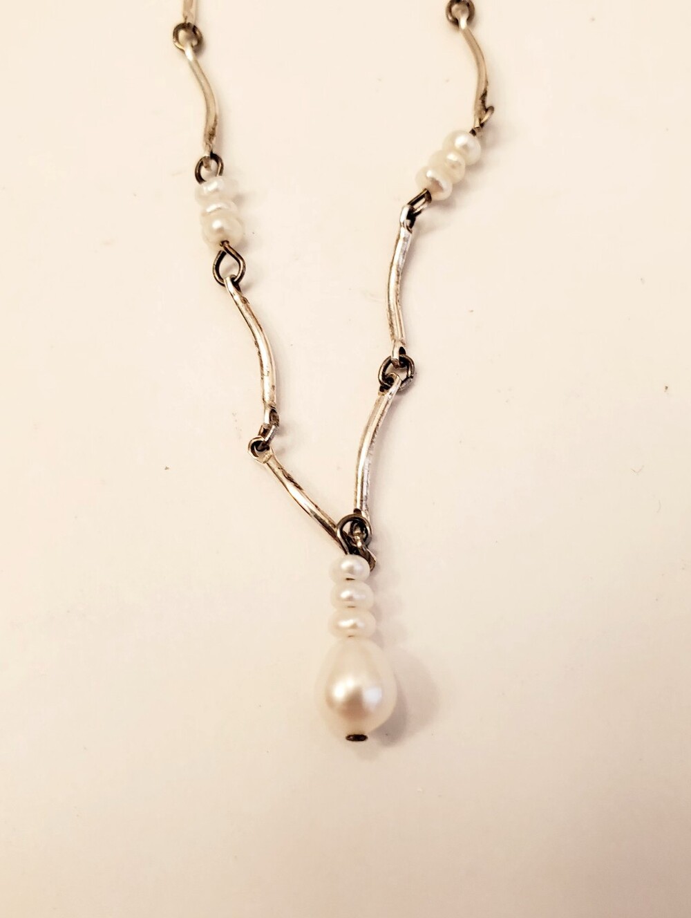 Delicate Sterling Silver Pearl Drop Necklace, 20 Inch, Minimal Beauty Style